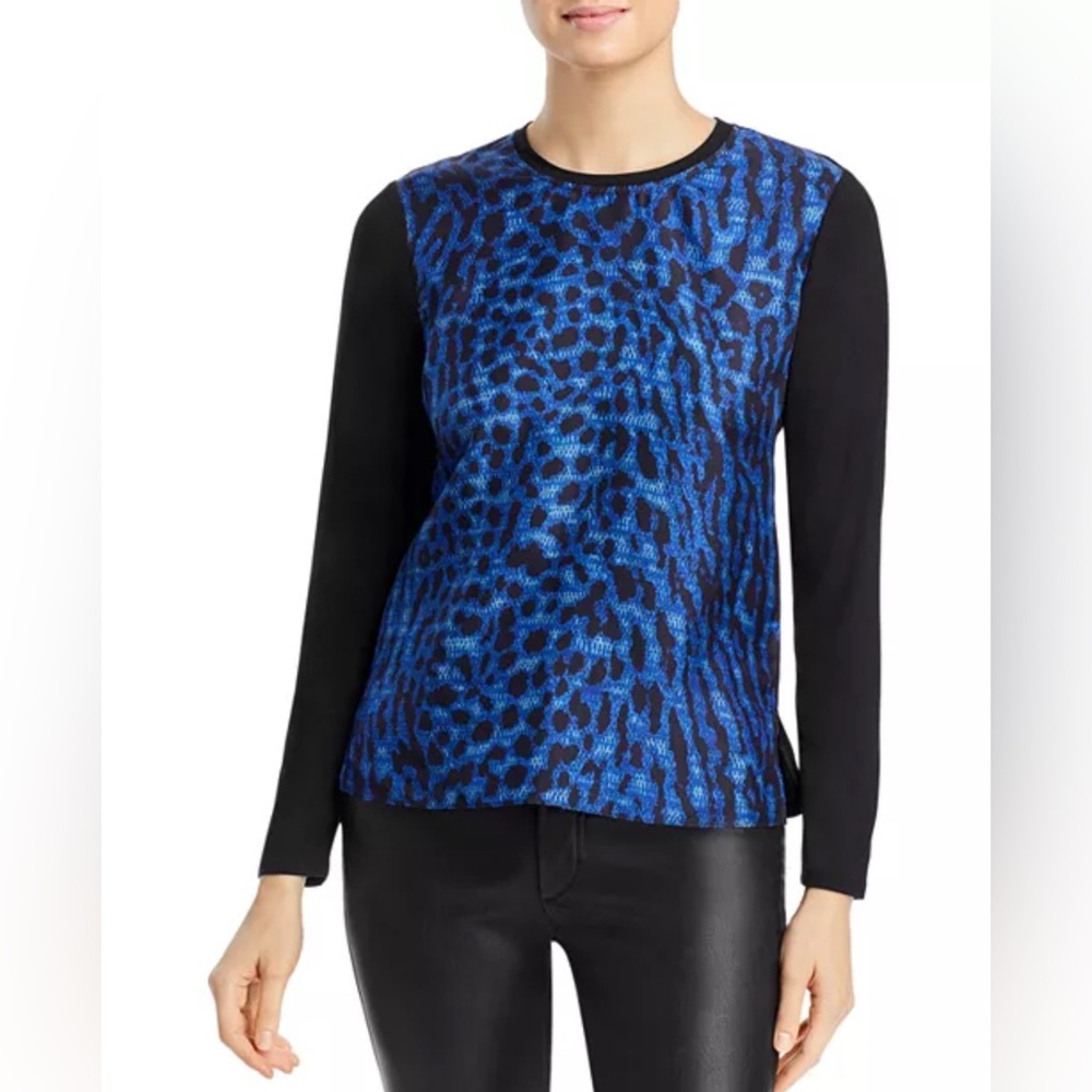 Kobi Halperin
Ricki Contrast Sleeve Animal Print Top